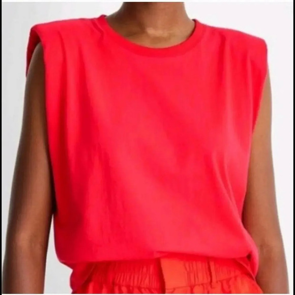 NWT FUTURE COLLECTIVE Kahlana Barfield Brown Sleeveless Cut-Out Back T-Shirt Red - Picture 2 of 15